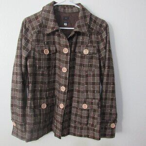 Vtg Baxis Sz M Blazer Brown